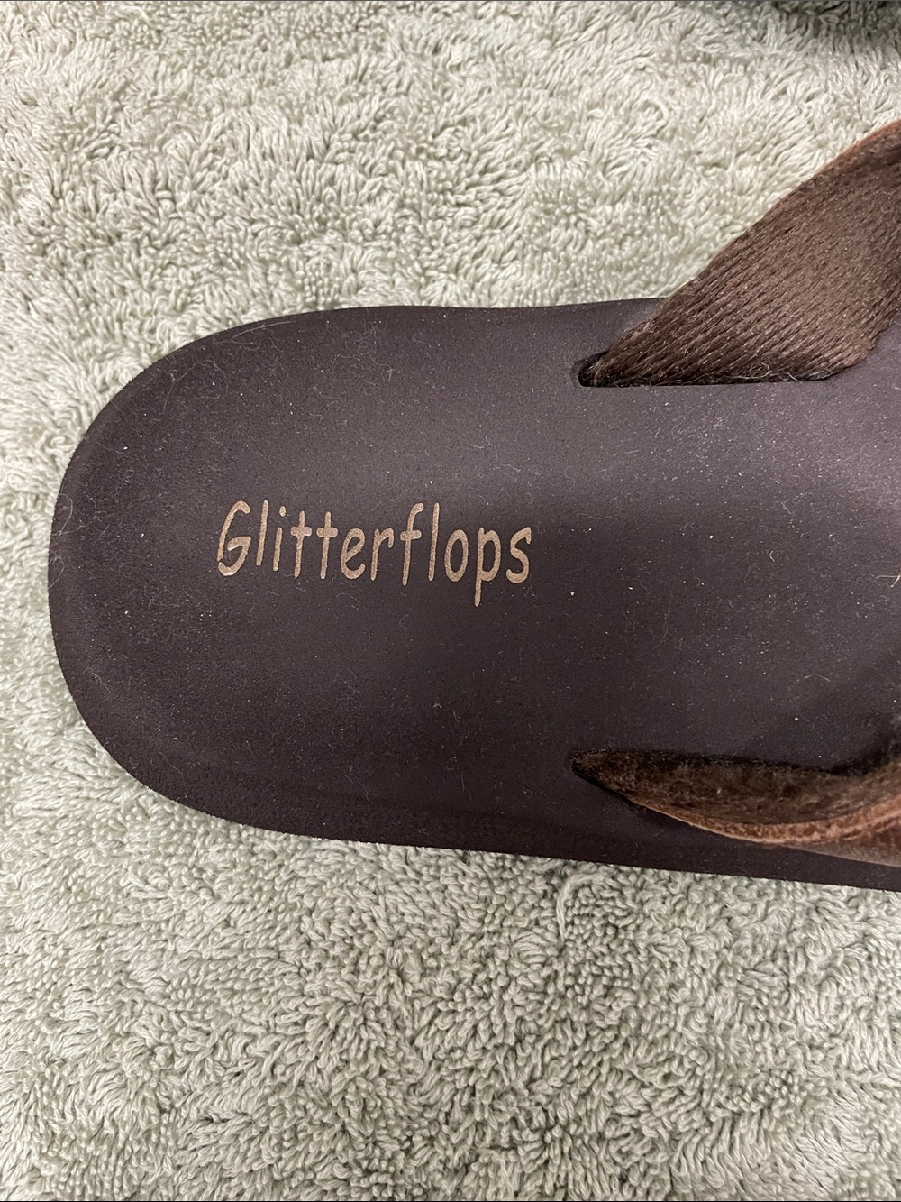 Brown Rhinestone Paw-Accent Flip Flop Sandals for Women - Picture 2 of 11